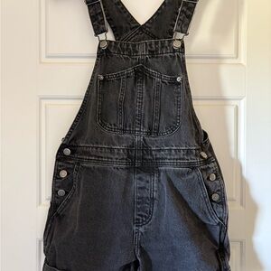 Black Denim Overall Shorts/ Shortalls